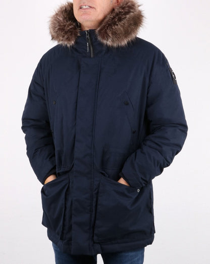 Marshall Artist Parka mit abnehmbarer Pelzkapuze, Marineblau