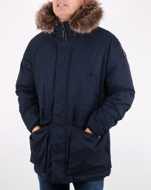 Marshall Artist Marshall Artist Parka mit abnehmbarer Pelzkapuze, Marineblau