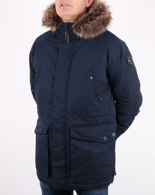 Marshall Artist Marshall Artist Parka mit abnehmbarer Pelzkapuze, Marineblau