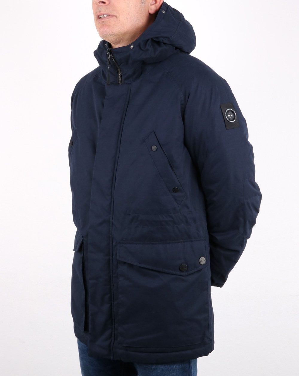 Marshall Artist Detachable Fur Hooded Parka Navy
