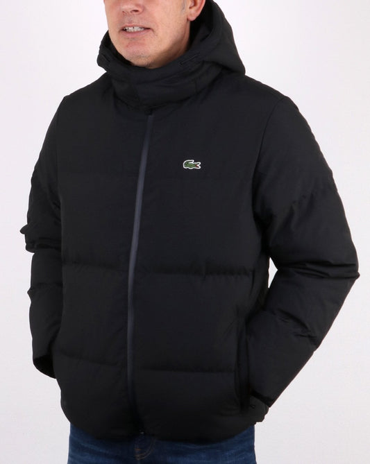 Lacoste Lacoste – Wasserabweisende Steppjacke mit abnehmbarer Kapuze in Schwarz