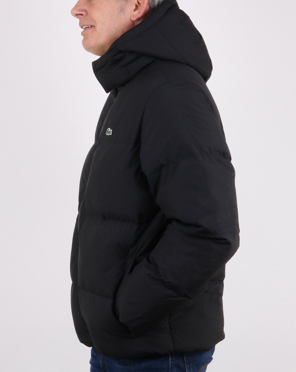 Lacoste Detachable Hood Quilted Water-resistant Jacket Black