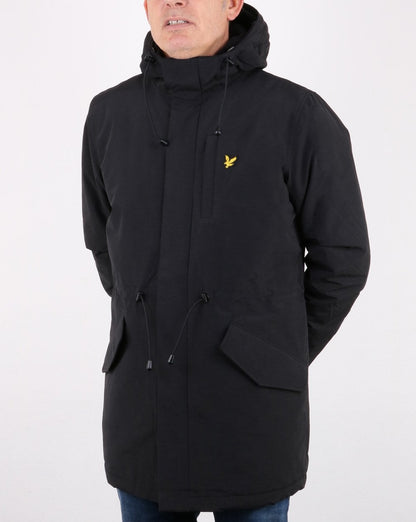 Lyle And Scott – Abnehmbarer Parka mit Pelz- und Fleecefutter in Schwarz