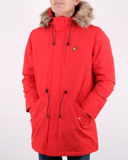 Lyle And Scott Abnehmbarer Parka mit Pelz- und Fleecefutter in Rot