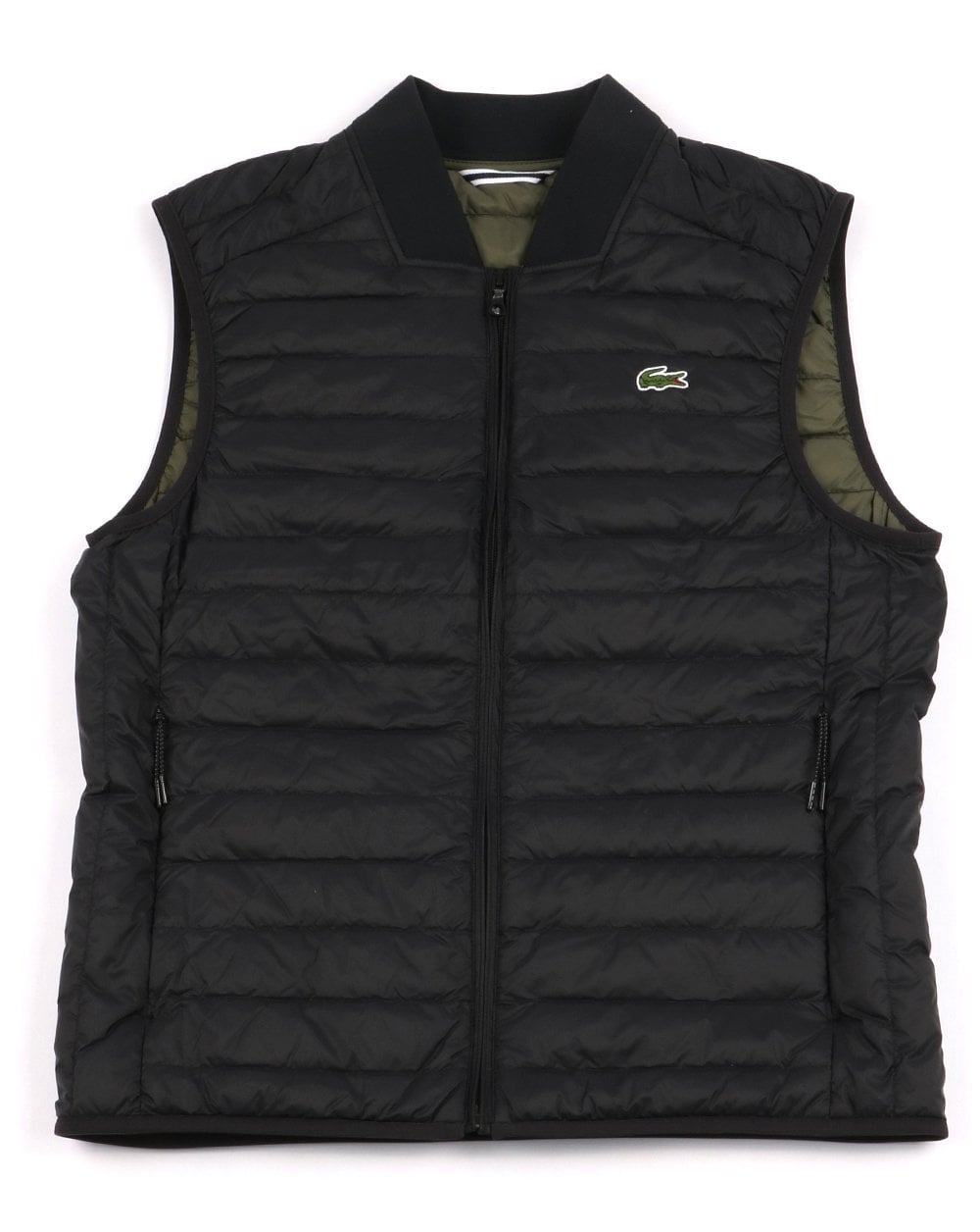 Lacoste – Steppweste mit Kontrastfutter in Schwarz