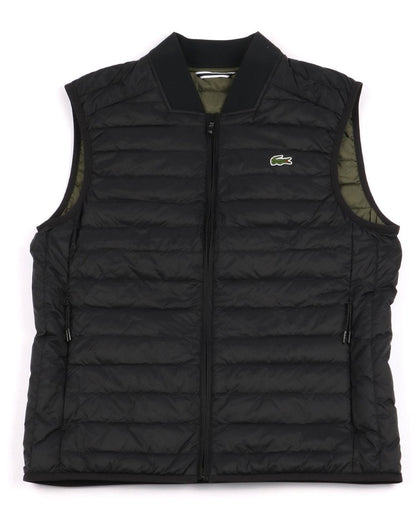 Lacoste – Steppweste mit Kontrastfutter in Schwarz