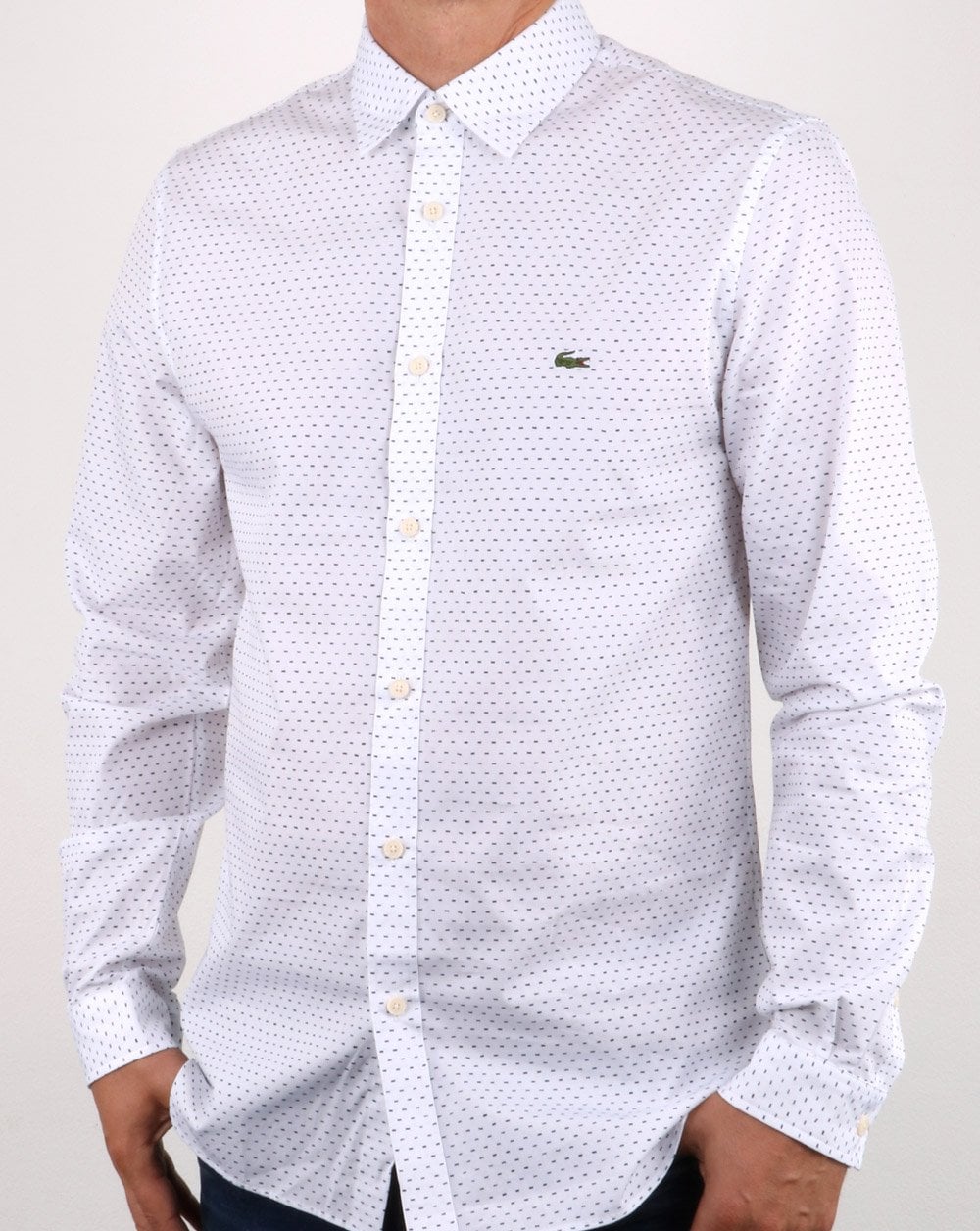 Lacoste Hemd Weiß/Blau