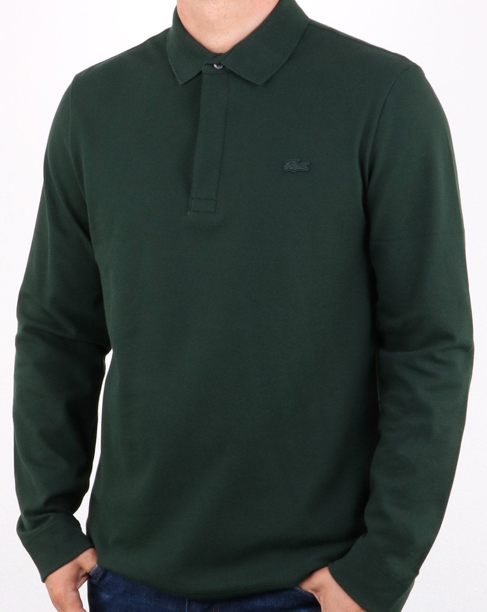 Lacoste Langarm-Poloshirt Dunkelgrün