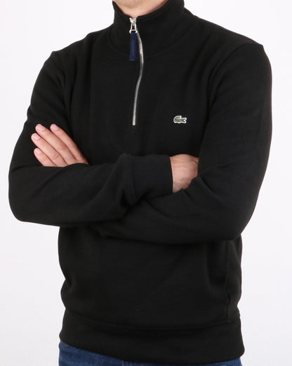 Lacoste – Sweatshirt mit Viertelreißverschluss, Schwarz/Marineblau