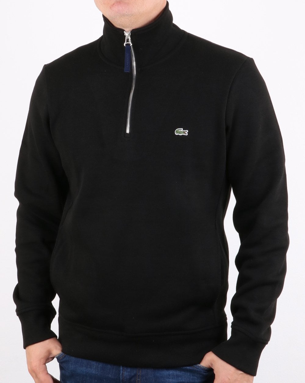 Lacoste – Sweatshirt mit Viertelreißverschluss, Schwarz/Marineblau