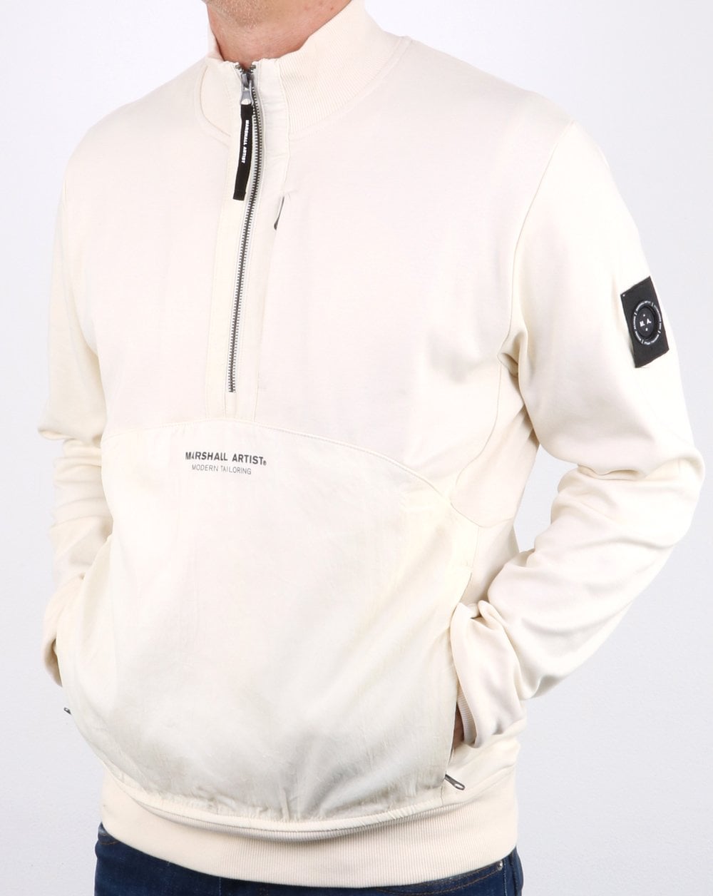 Marshall Artist Hybrid Half Zip Sweatshirt Off White