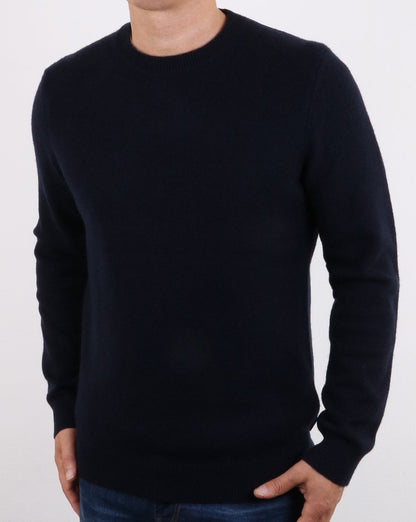Aquascutum Lance Rundhalspullover aus Lammwolle, Marineblau