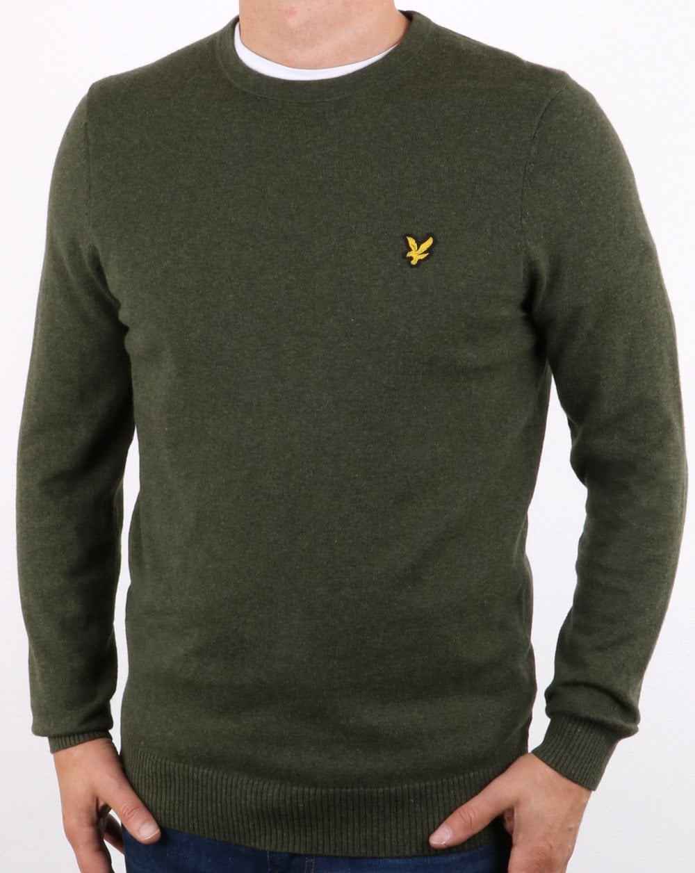 Lyle And Scott – Rundhalspullover aus Baumwoll-Merinowolle, Waldgrün
