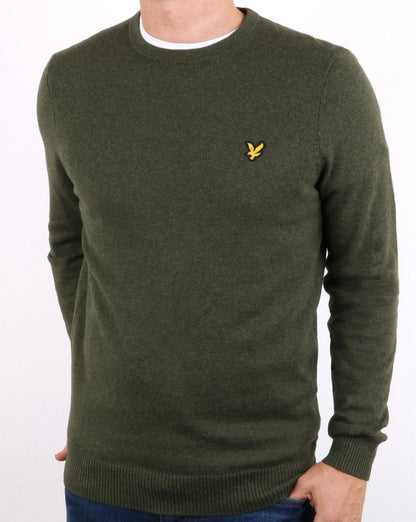 Lyle And Scott – Rundhalspullover aus Baumwoll-Merinowolle, Waldgrün