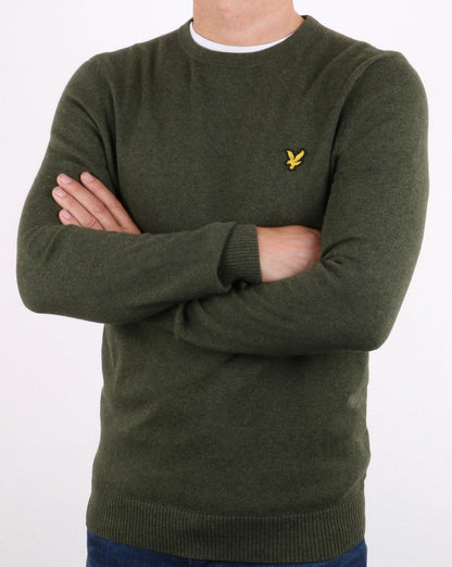 Lyle And Scott – Rundhalspullover aus Baumwoll-Merinowolle, Waldgrün