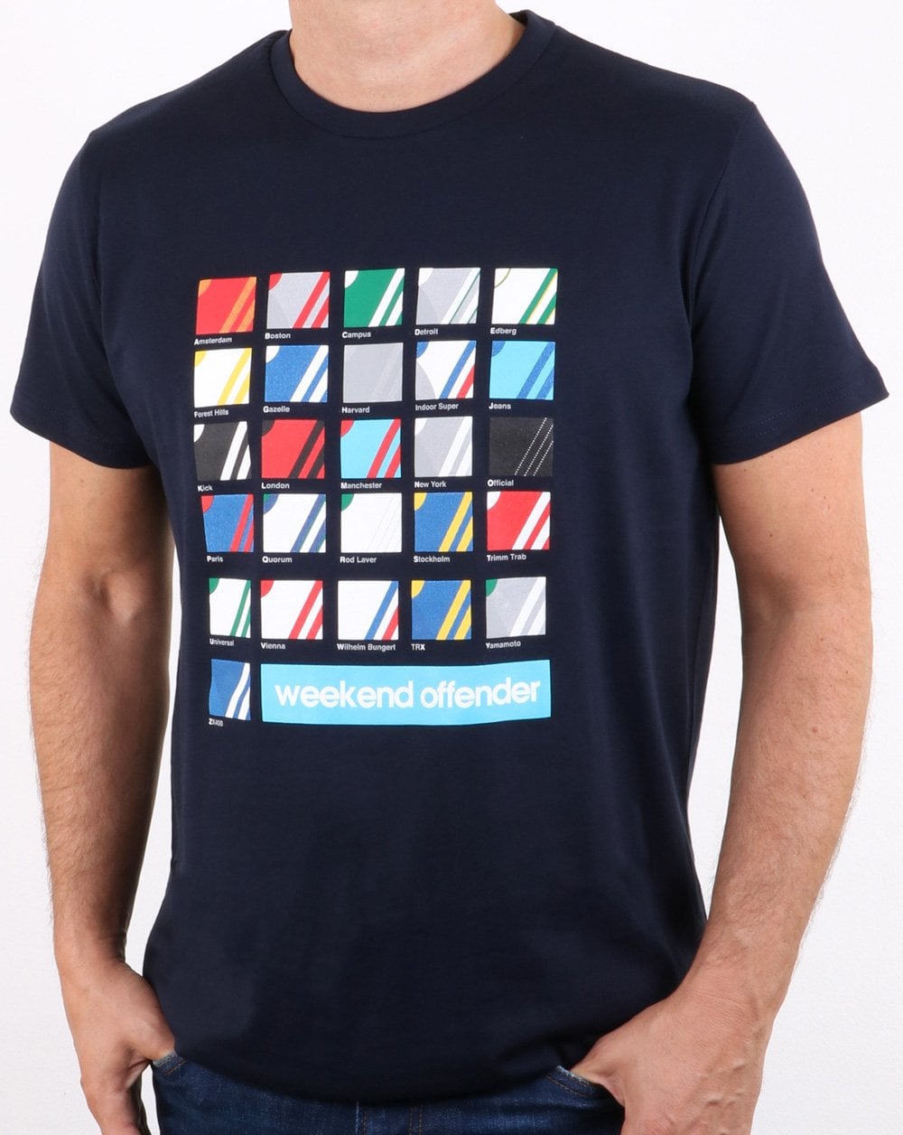 Weekend Offender – T-Shirt mit Streifen in Marineblau