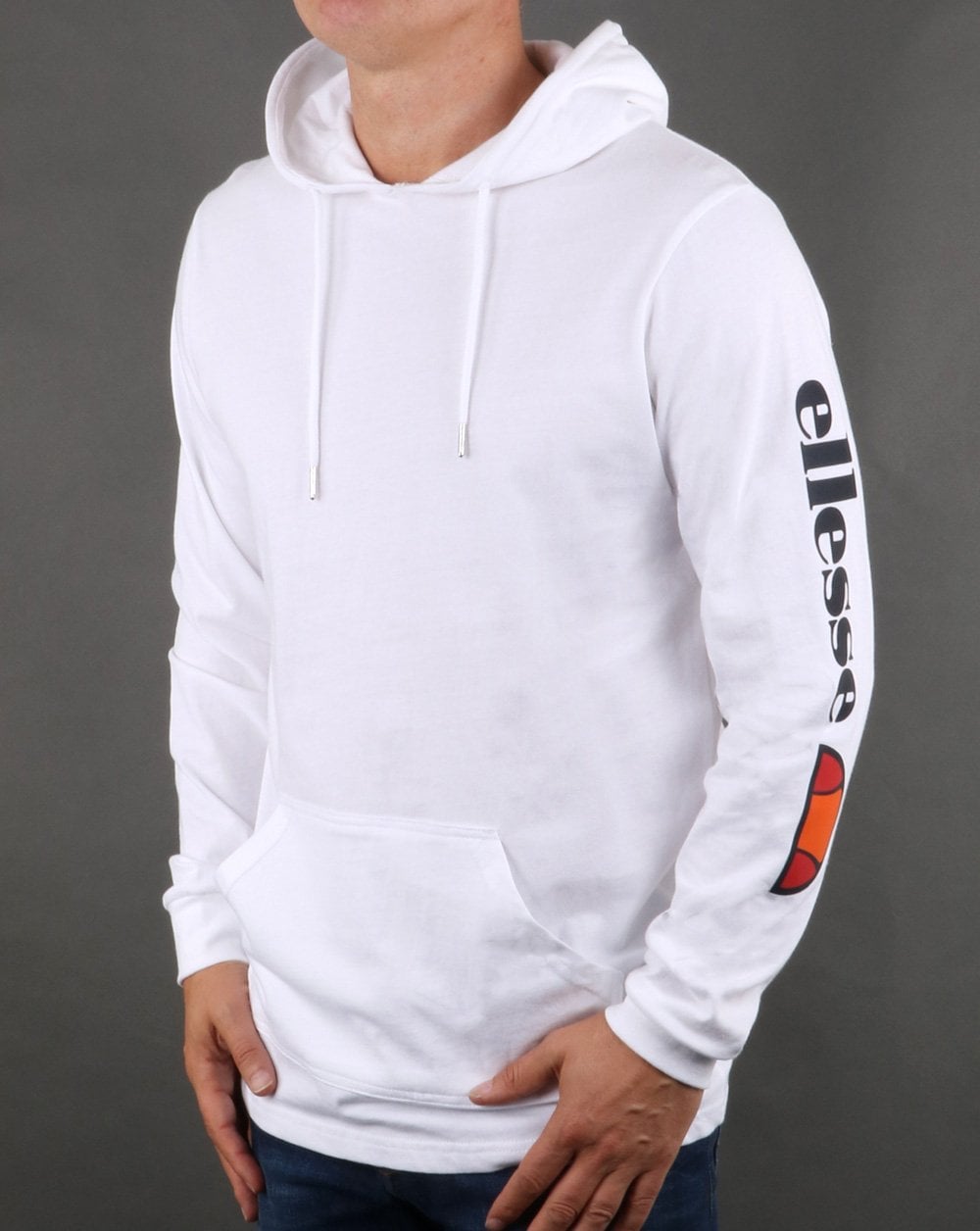Ellesse – Oratoria – Langärmliges T-Shirt mit Kapuze in Weiß