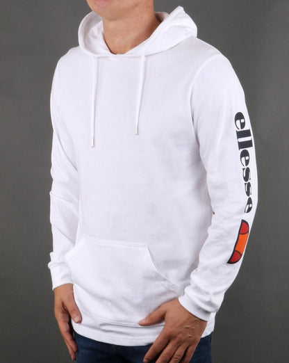 Ellesse – Oratoria – Langärmliges T-Shirt mit Kapuze in Weiß