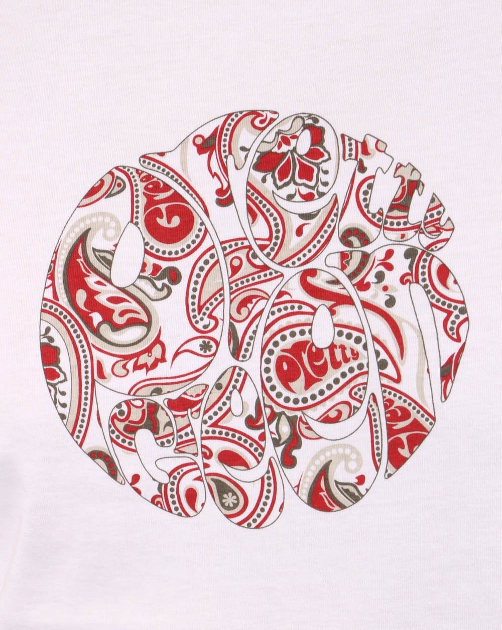 Pretty Green Thornley Paisley Logo T-Shirt Weiß/Rot