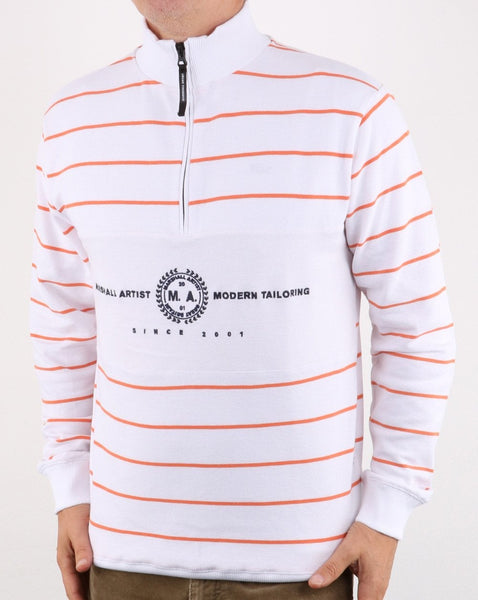 Marshall Artist Marine Stripe Quarter Zip White