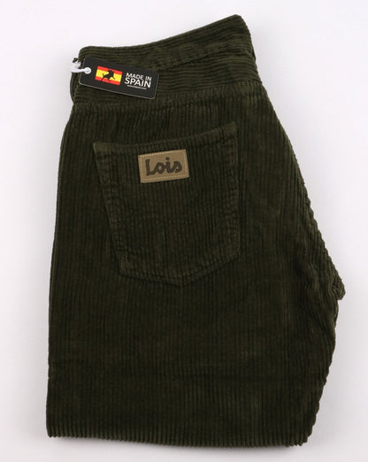 Lois Dallas Klassische gerade Jumbo-Cordhose in Olivgrün