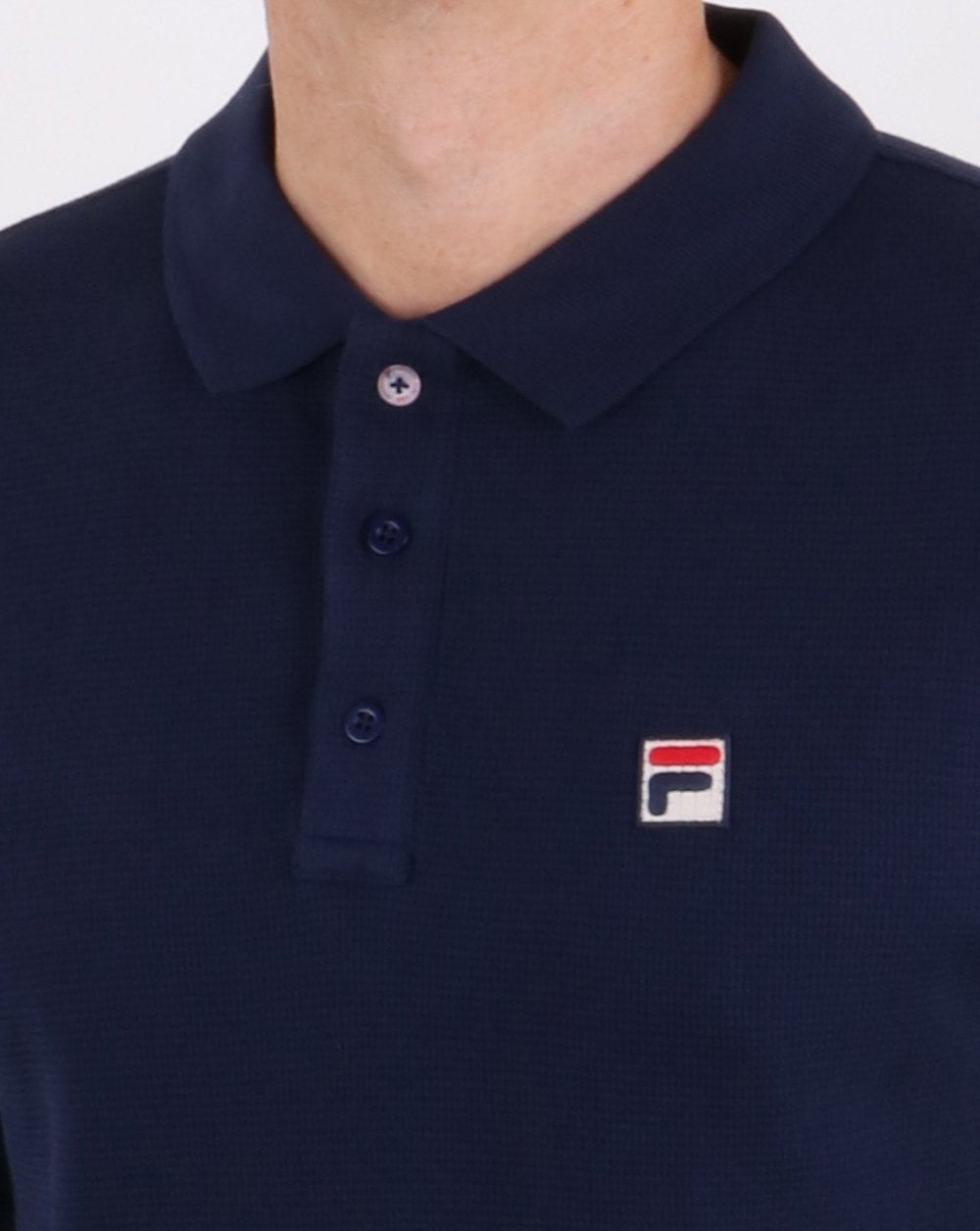 Fila Vintage Long Sleeve Polo Shirt Navy