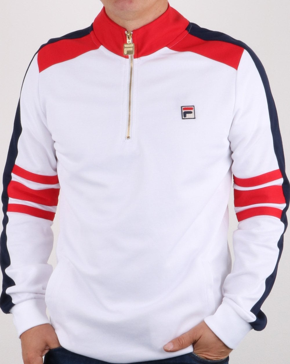Fila Vintage Alastair Qtr Zip Track Top White/red/navy
