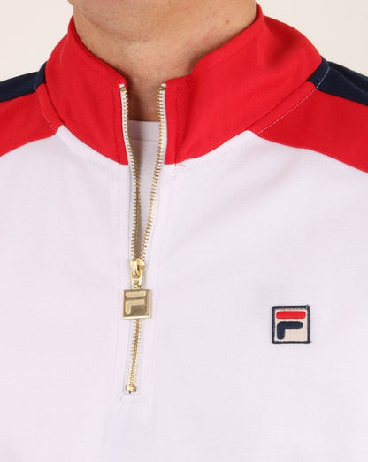 Fila Vintage Alastair Qtr Zip Track Top Weiß/Rot/Marineblau