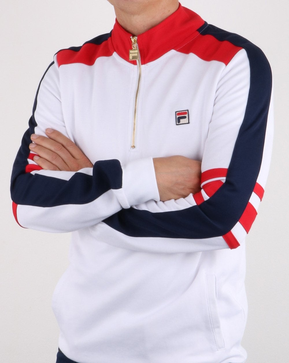 Fila Vintage Alastair Qtr Zip Track Top Weiß/Rot/Marineblau