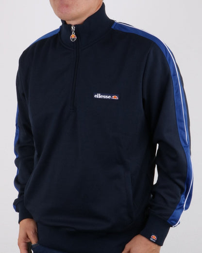Ellesse – Vinio – Trainingsjacke mit Viertelreißverschluss in Marineblau