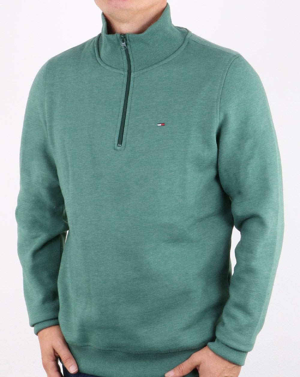 Tommy Hilfiger – Pullover mit halbem Reißverschluss, Jägergrün