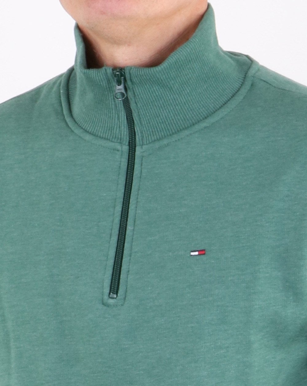 Tommy Hilfiger – Pullover mit halbem Reißverschluss, Jägergrün