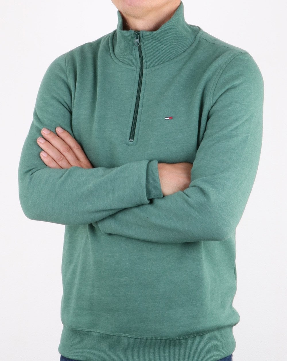 Tommy Hilfiger – Pullover mit halbem Reißverschluss, Jägergrün