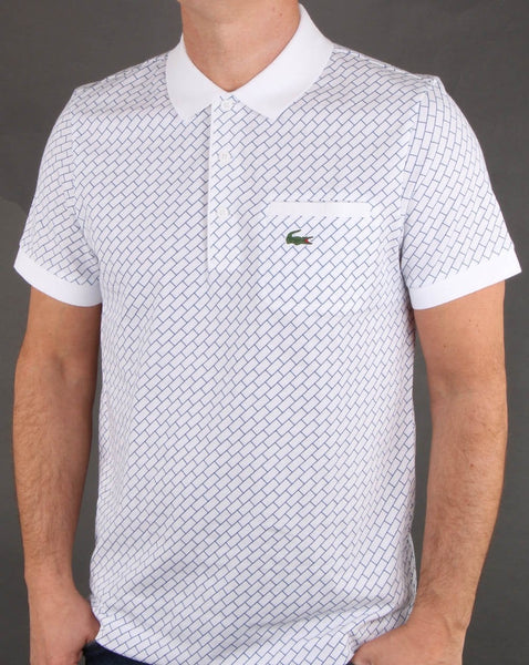 Lacoste Contrast Collar Polo Shirt White and Navy