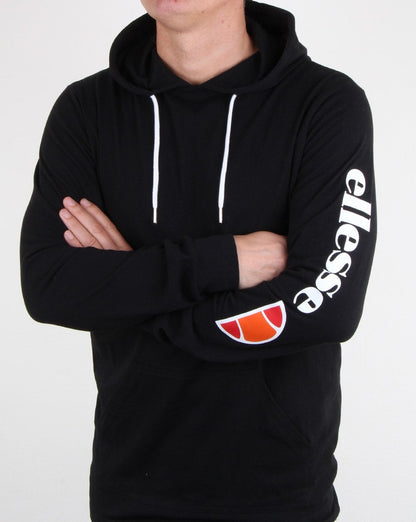 Ellesse – Oratoria – Langärmliges T-Shirt mit Kapuze in Schwarz