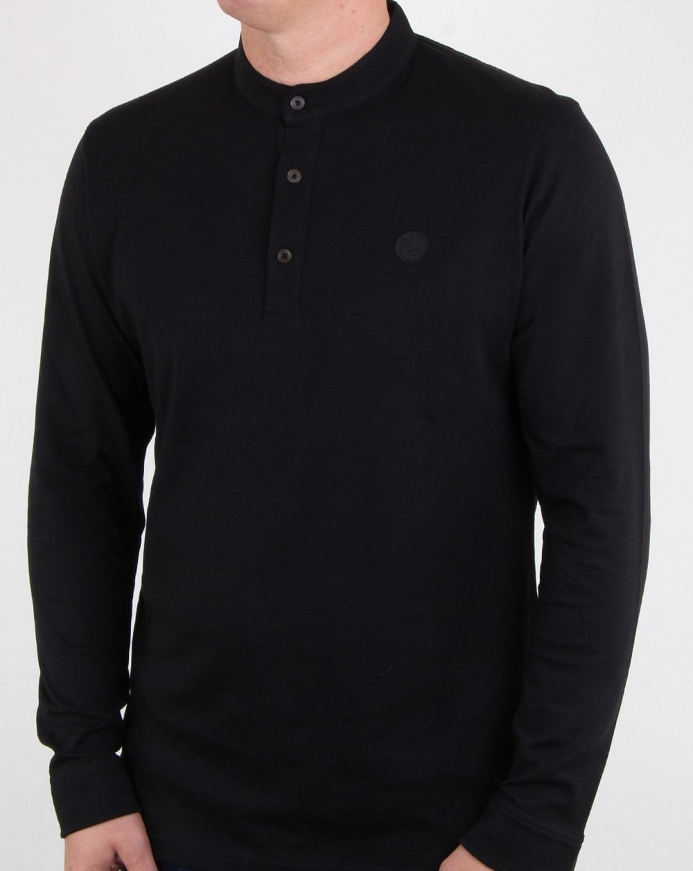 Pretty Green Gracott Grandad Polo Shirt Black