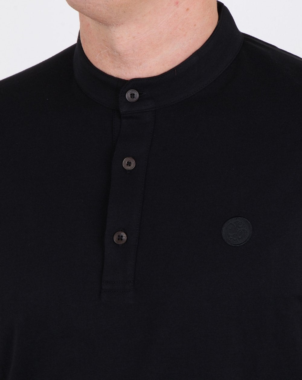 Pretty Green Gracott Grandad Poloshirt Schwarz