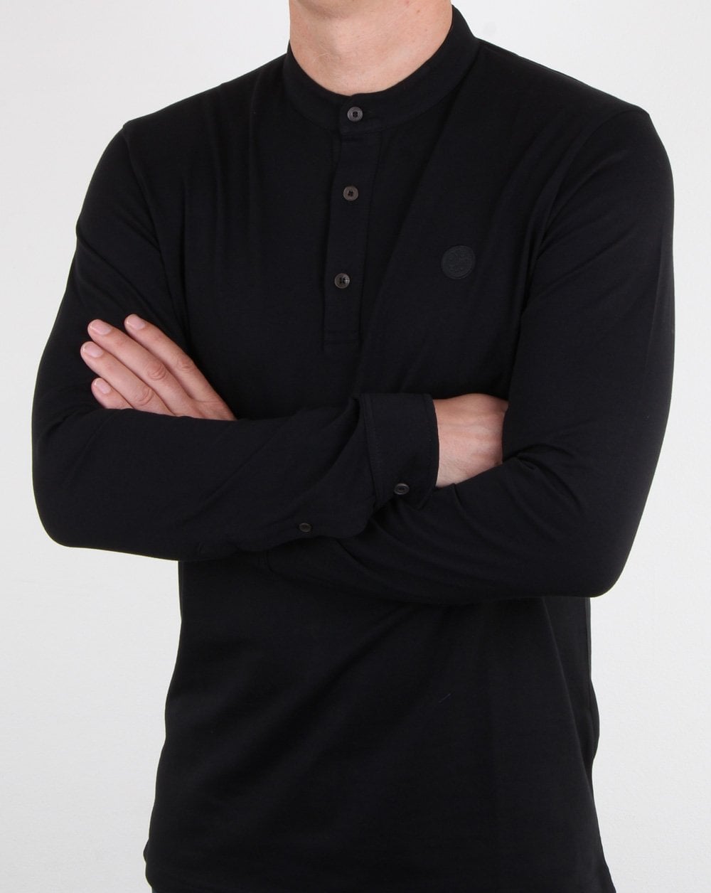 Pretty Green Gracott Grandad Polo Shirt Black