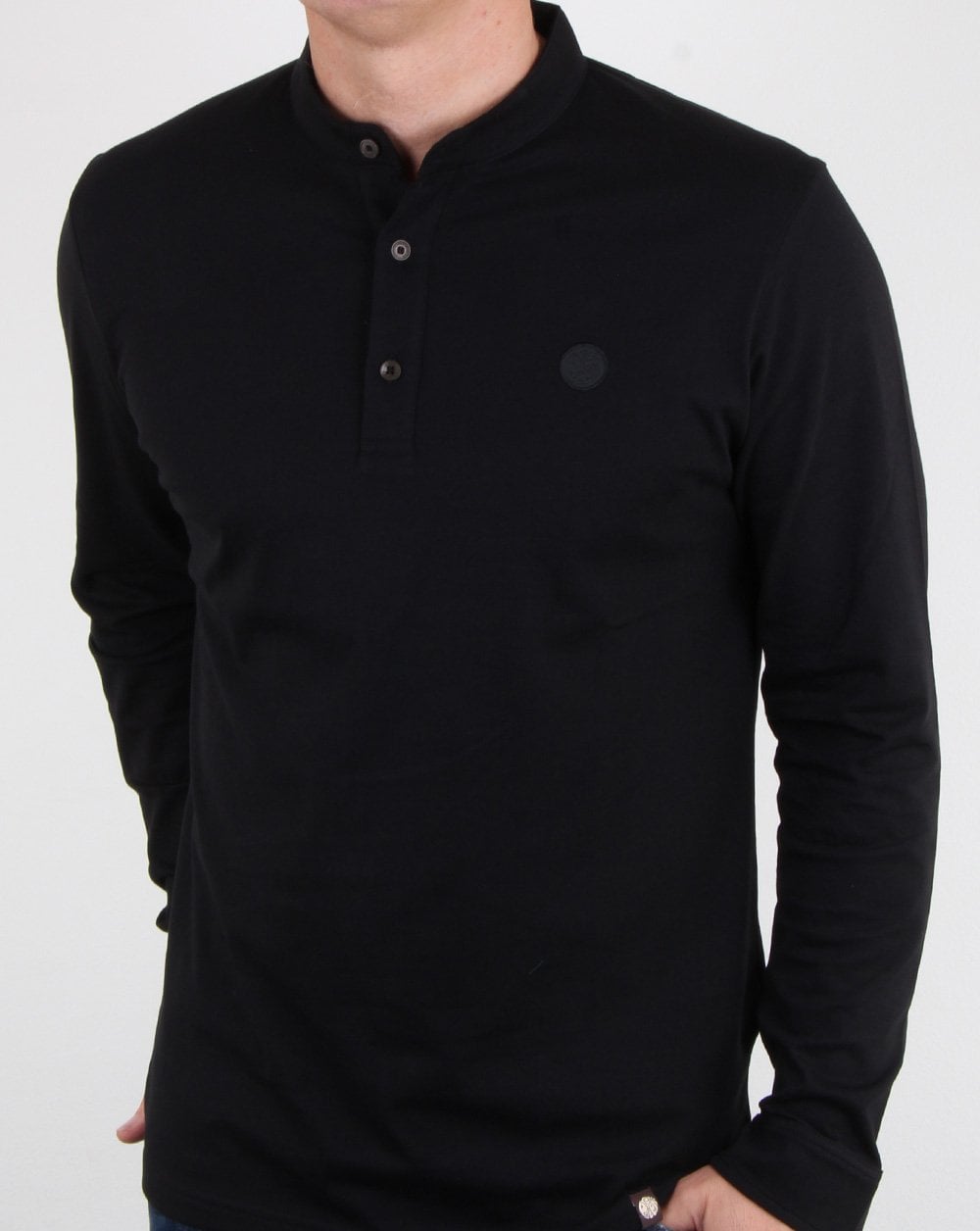 Pretty Green Gracott Grandad Polo Shirt Black