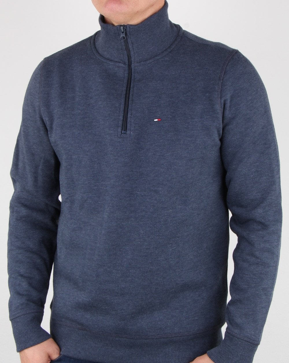 Tommy Hilfiger – Pullover mit halbem Reißverschluss in Marineblau