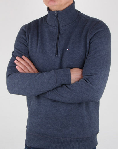 Tommy Hilfiger – Pullover mit halbem Reißverschluss in Marineblau
