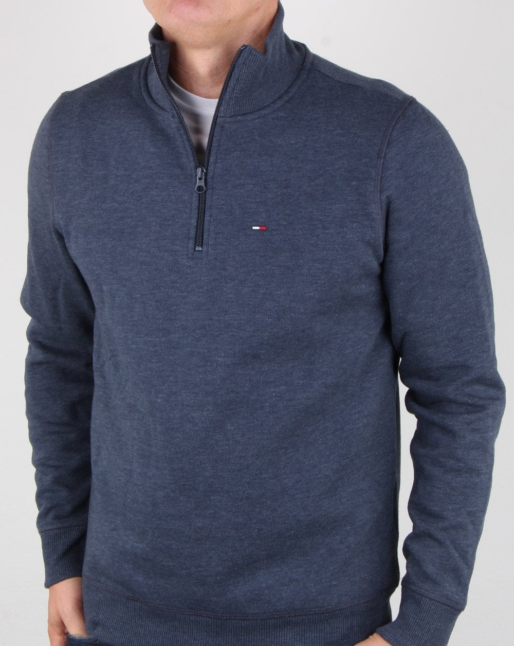 Tommy Hilfiger – Pullover mit halbem Reißverschluss in Marineblau