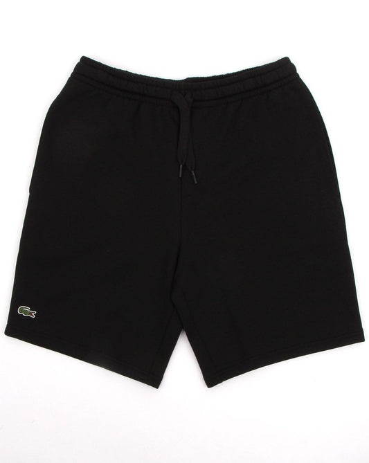 Lacoste – Fleece-Shorts mit Gesäßtasche in Schwarz
