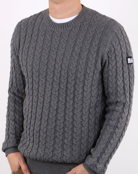Weekend Offender Cable Jumper Steel Grey