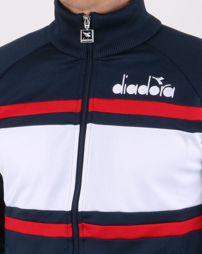 Diadora 80s Track Top Blauer Denim/Optisches Weiß/Tomatenblau