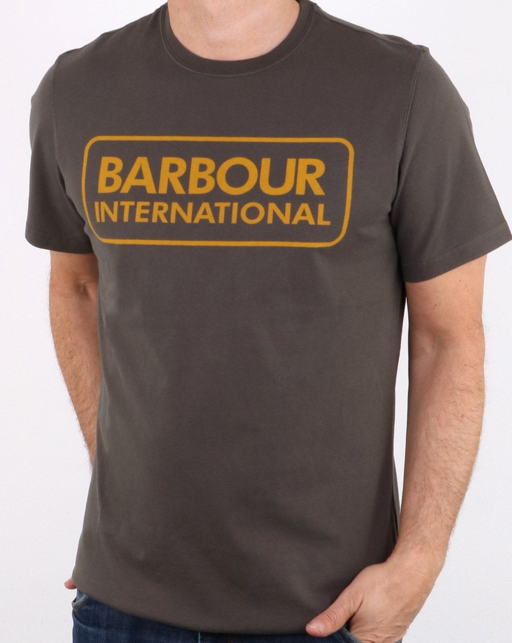 Barbour – T-Shirt mit Blocklogo in Olivgrün