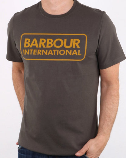 Barbour – T-Shirt mit Blocklogo in Olivgrün