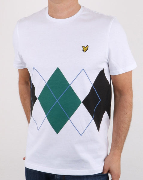 Lyle And Scott Argyle T-shirt White/Green/Black