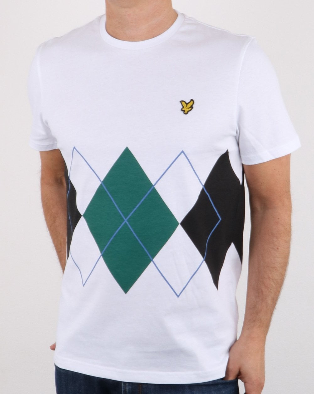 Lyle And Scott Argyle T-Shirt Weiß/Grün/Schwarz