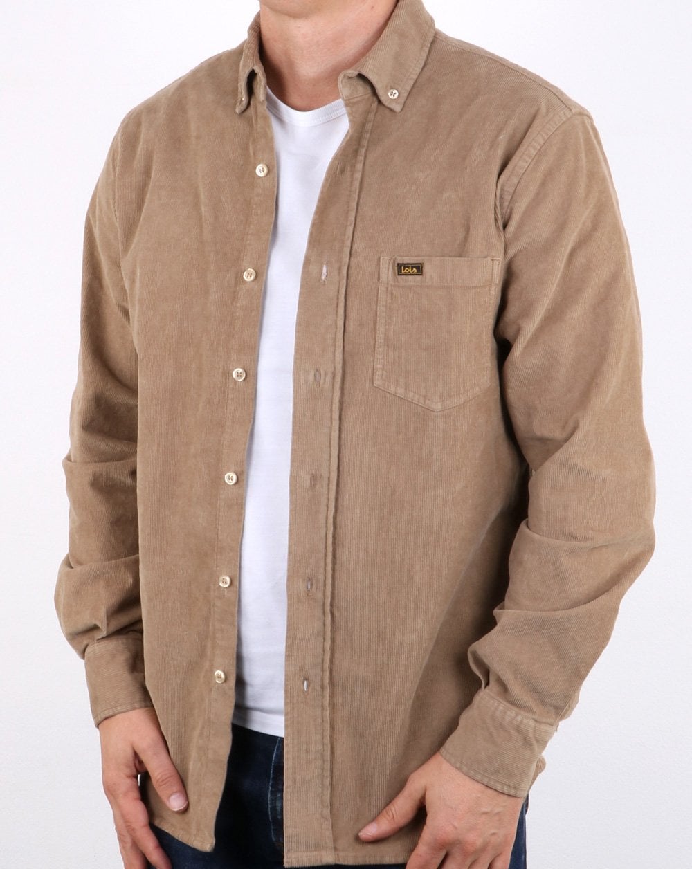 Lois Thomas Cordhemd Dunkelsand
